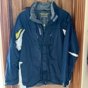 American Eagle Men’s L Extreme Snowboarder Jacket Navy with Yellow & Cream